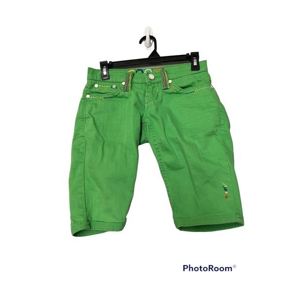 Coogi embroidered‎ shorts green denim size 1/2 - Picture 1 of 7